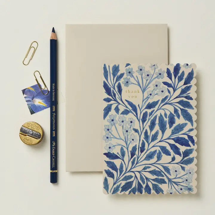 Blue Flora "Thank You" Card