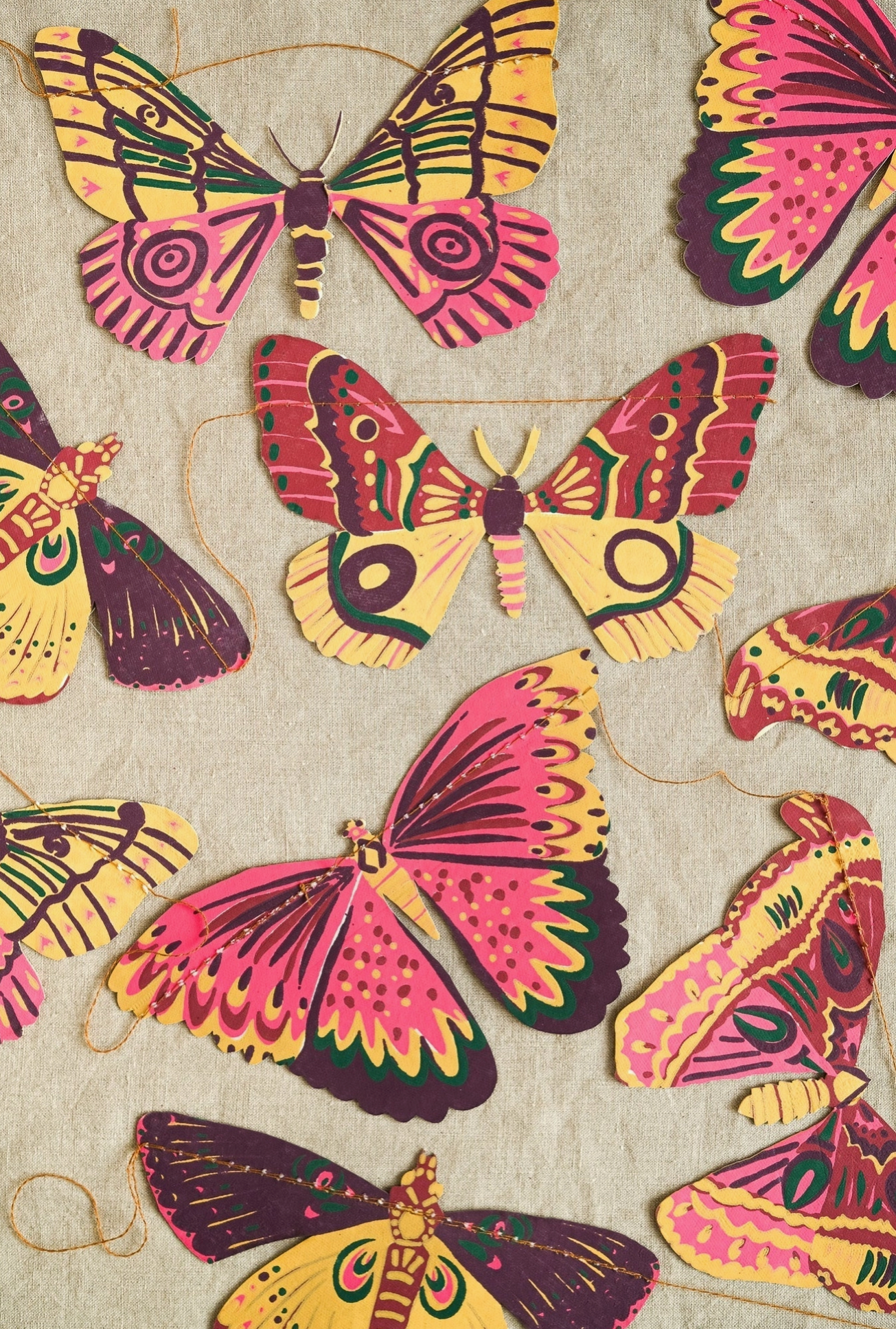 Colorful Butterflies Sewn Garland