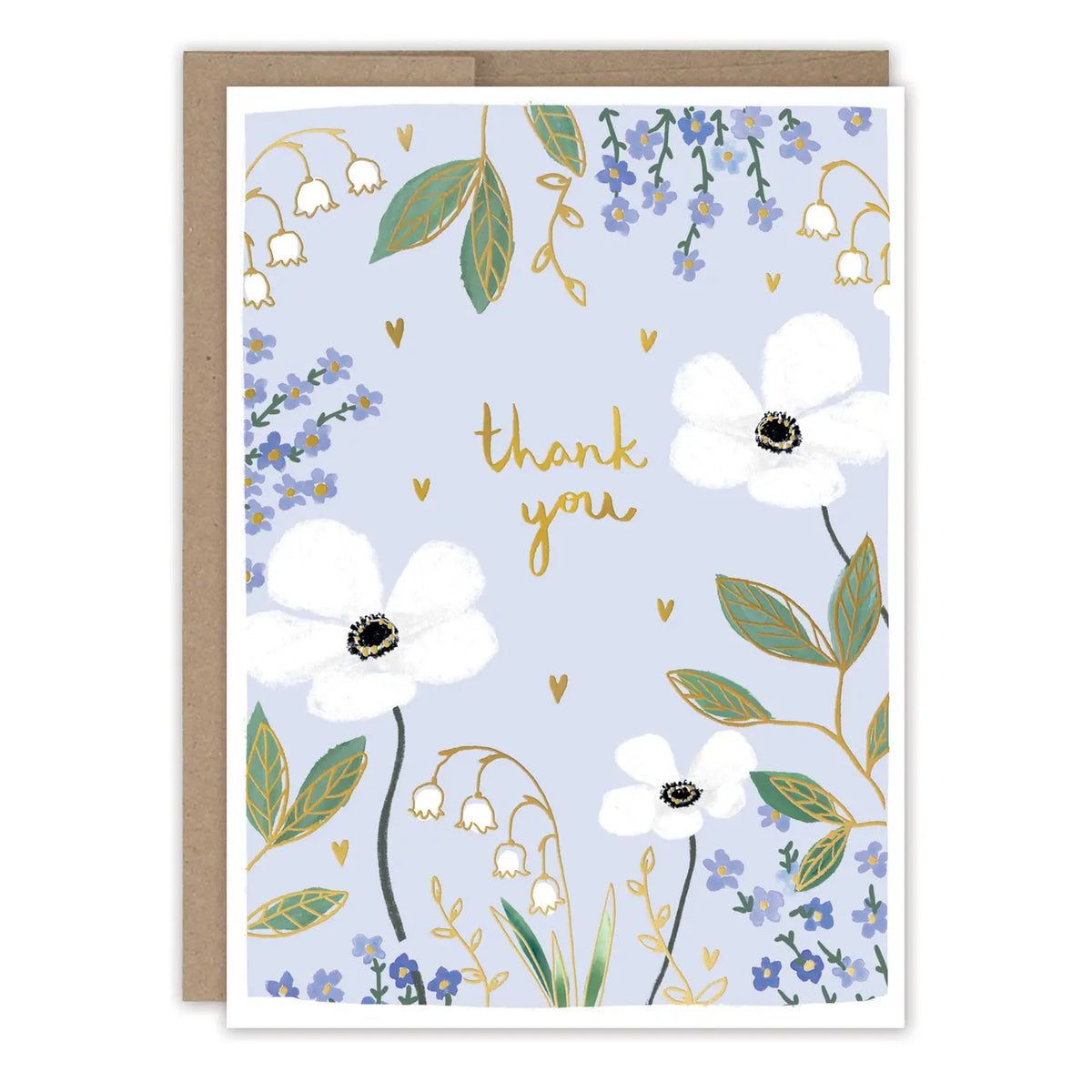Purple &amp; White Flowers Thank You Card