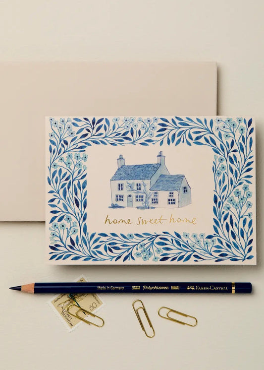 Blue Flora "Home Sweet Home" Card
