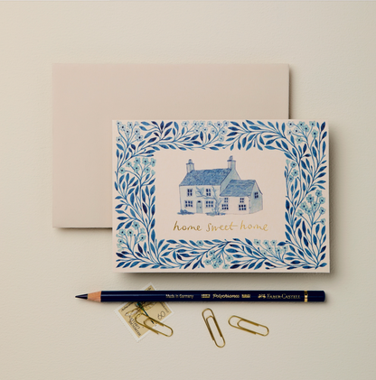 Blue Flora "Home Sweet Home" Card