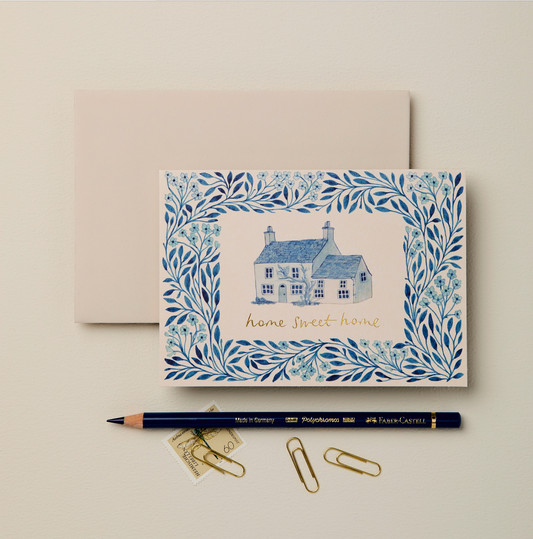 Blue Flora "Home Sweet Home" Card
