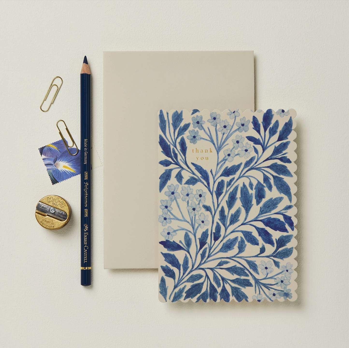 Blue Flora "Thank You" Card