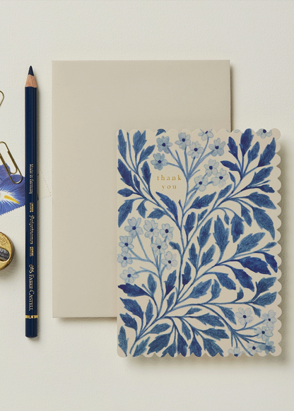 Blue Flora "Thank You" Card