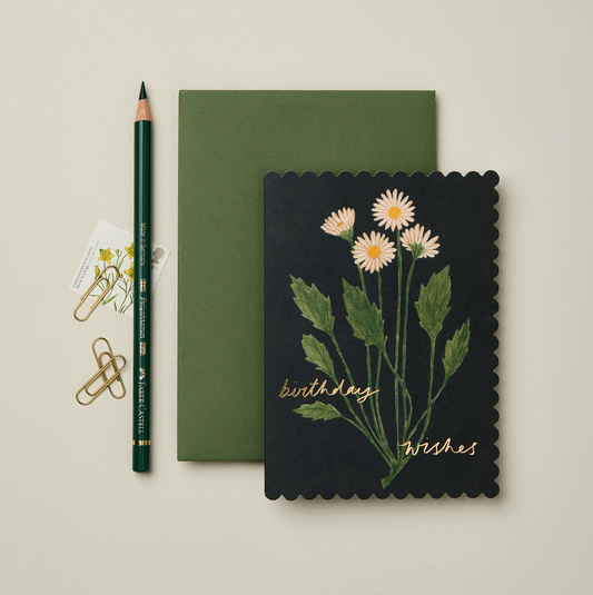 Botanical Daisy "Birthday Wishes" Card