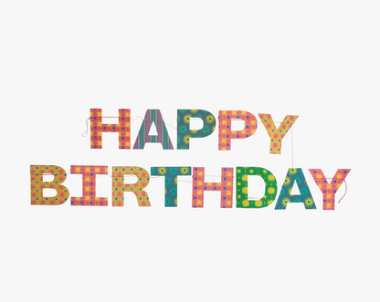 Bright "Happy Birthday" Sewn Garland