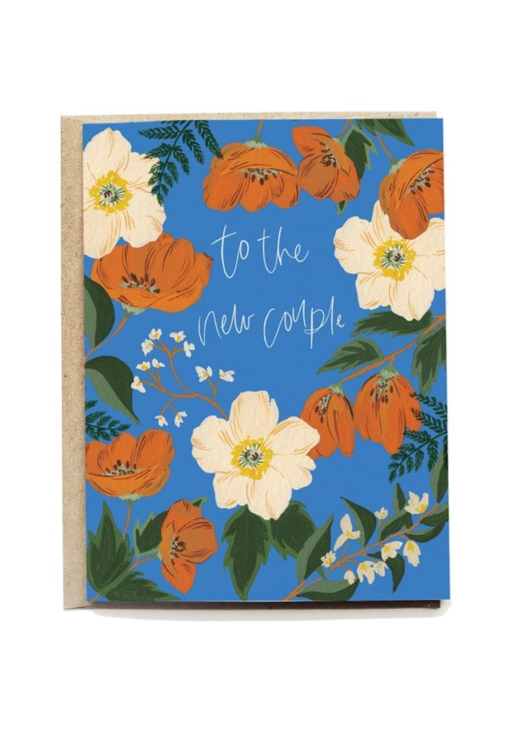 Cobalt Poppy Wedding Card