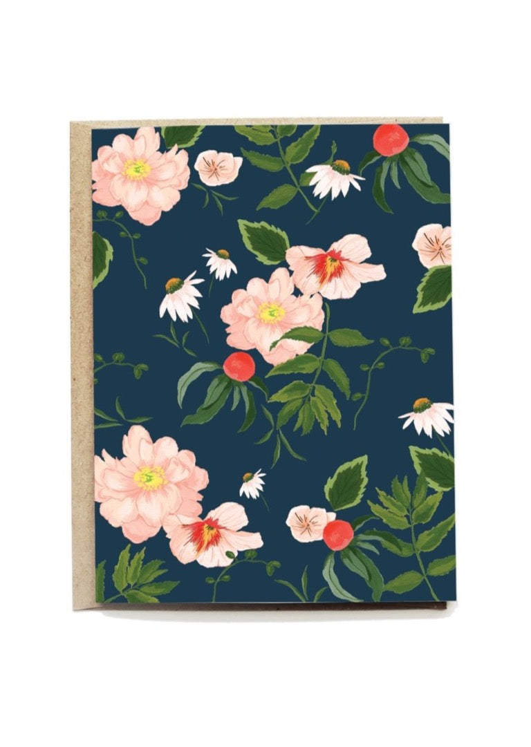 Navy Floral Card
